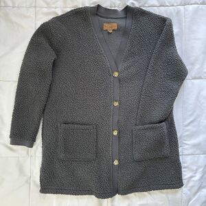 Koolaburra UGG Popcorn Sherpa Cozy Boyfriend Cardigan Medium Gray Comfort Lounge